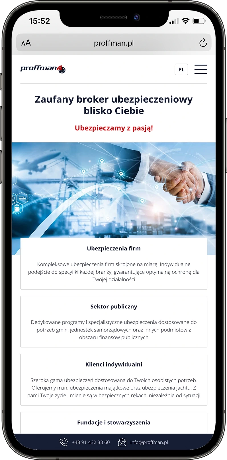 Proffman - Podgląd projektu na telefonie