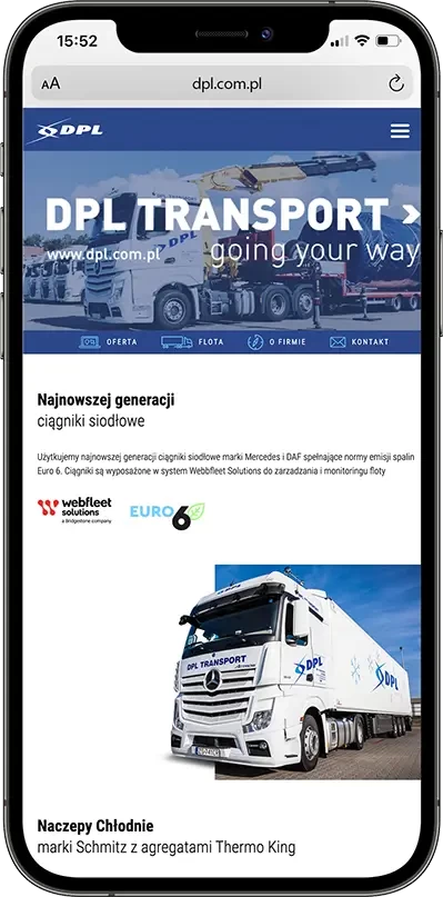 DPL Transport - Podgląd projektu na telefonie