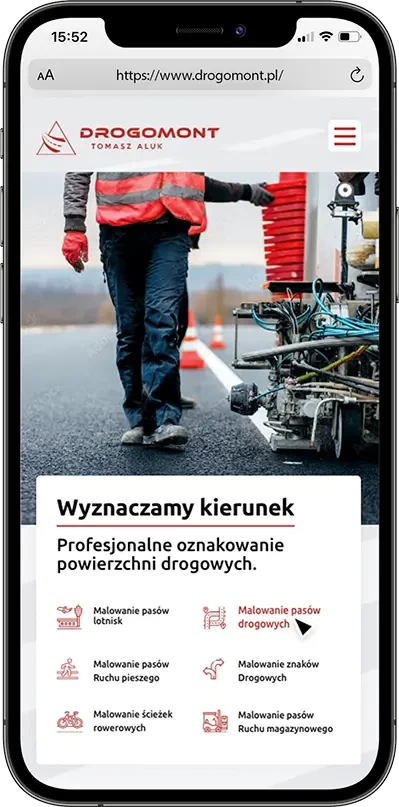 Drogomont - Podgląd projektu na telefonie